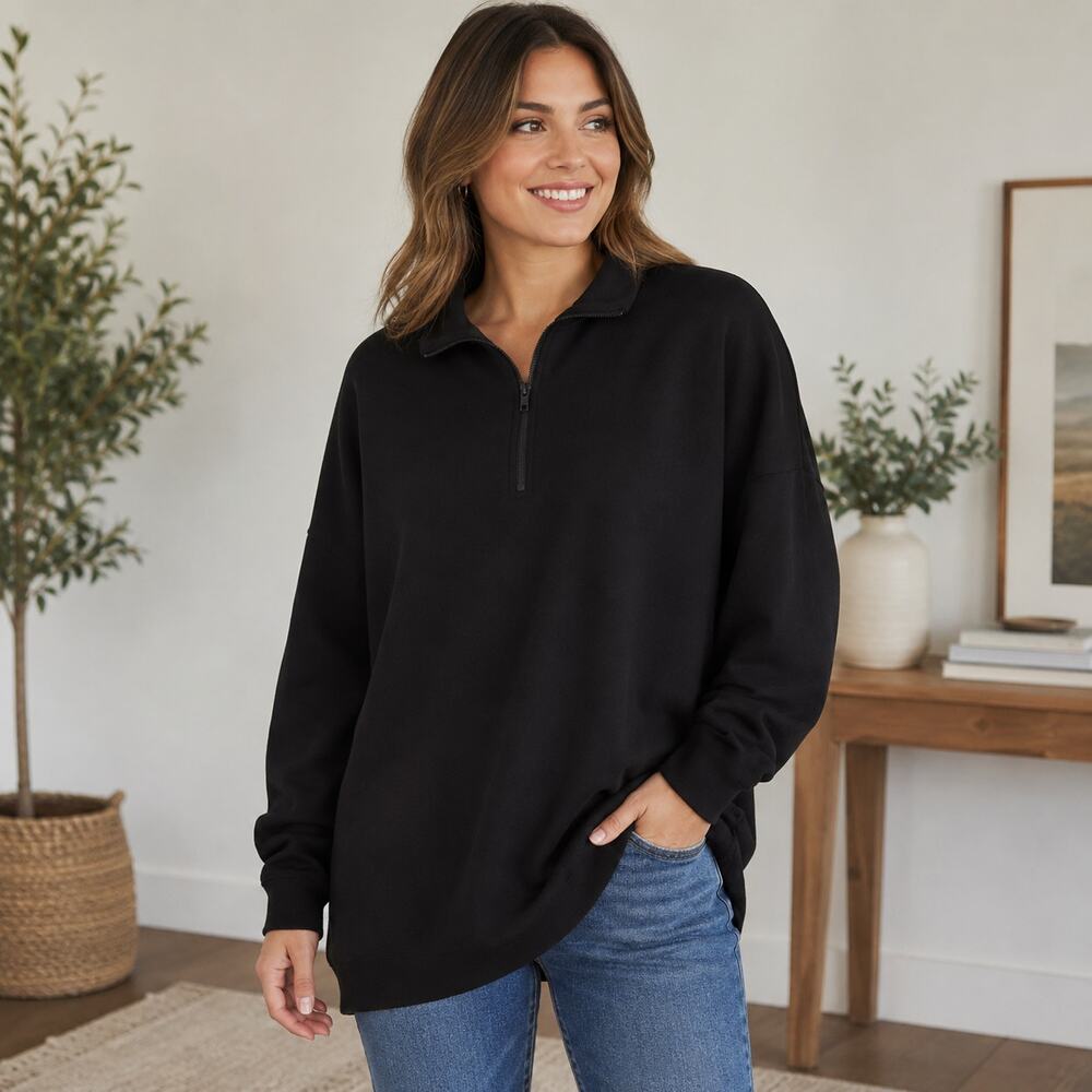 3 Dots black 1/4 zip top XXL comfortable soft stretch lounge